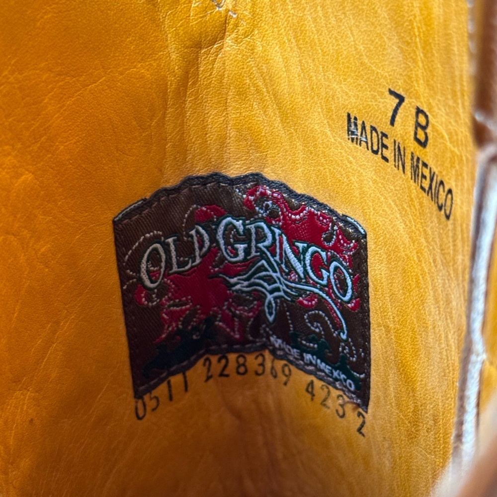 Old Gringo Eden Floral Embroidered Brown Cowboy Boots Size 7 - Picture 5 of 15